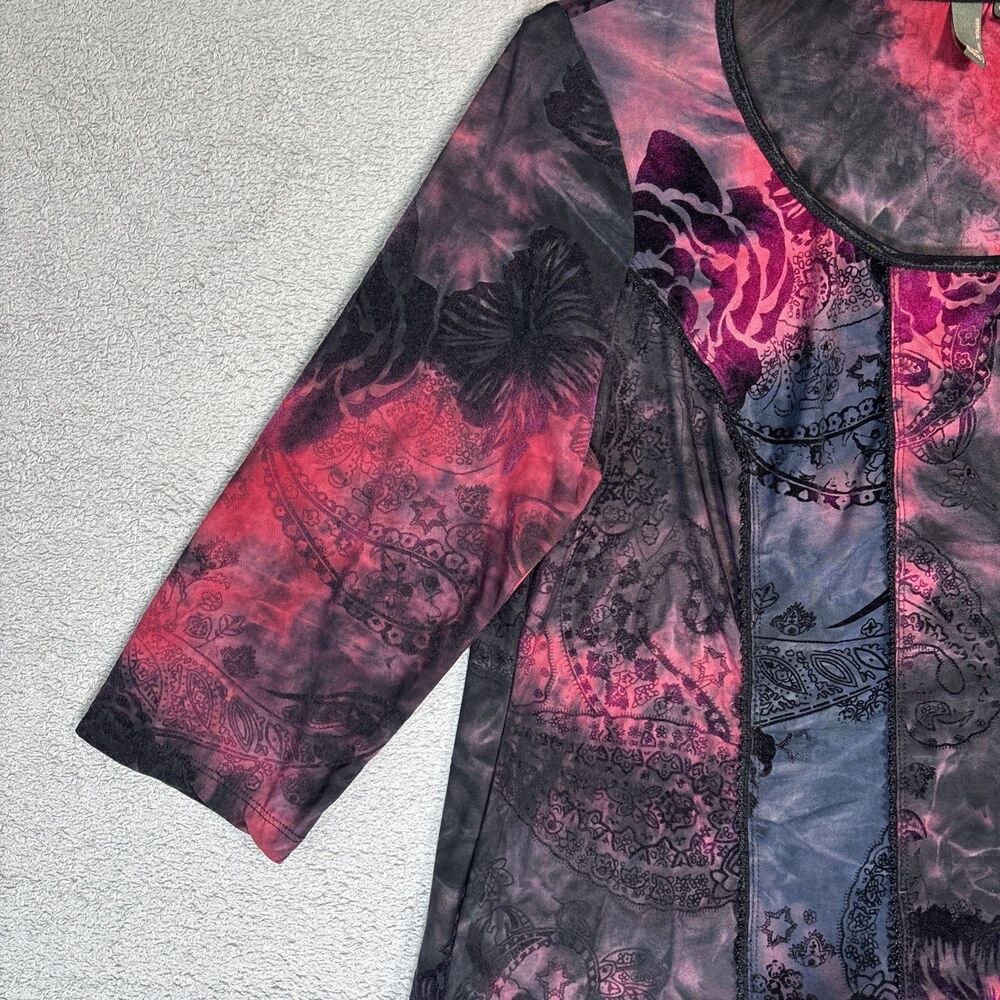 Serenade Top Women’s Size 1X Black Red Fairy Grunge Goth Vamp Tie Dye Whimsigoth - Picture 4 of 14